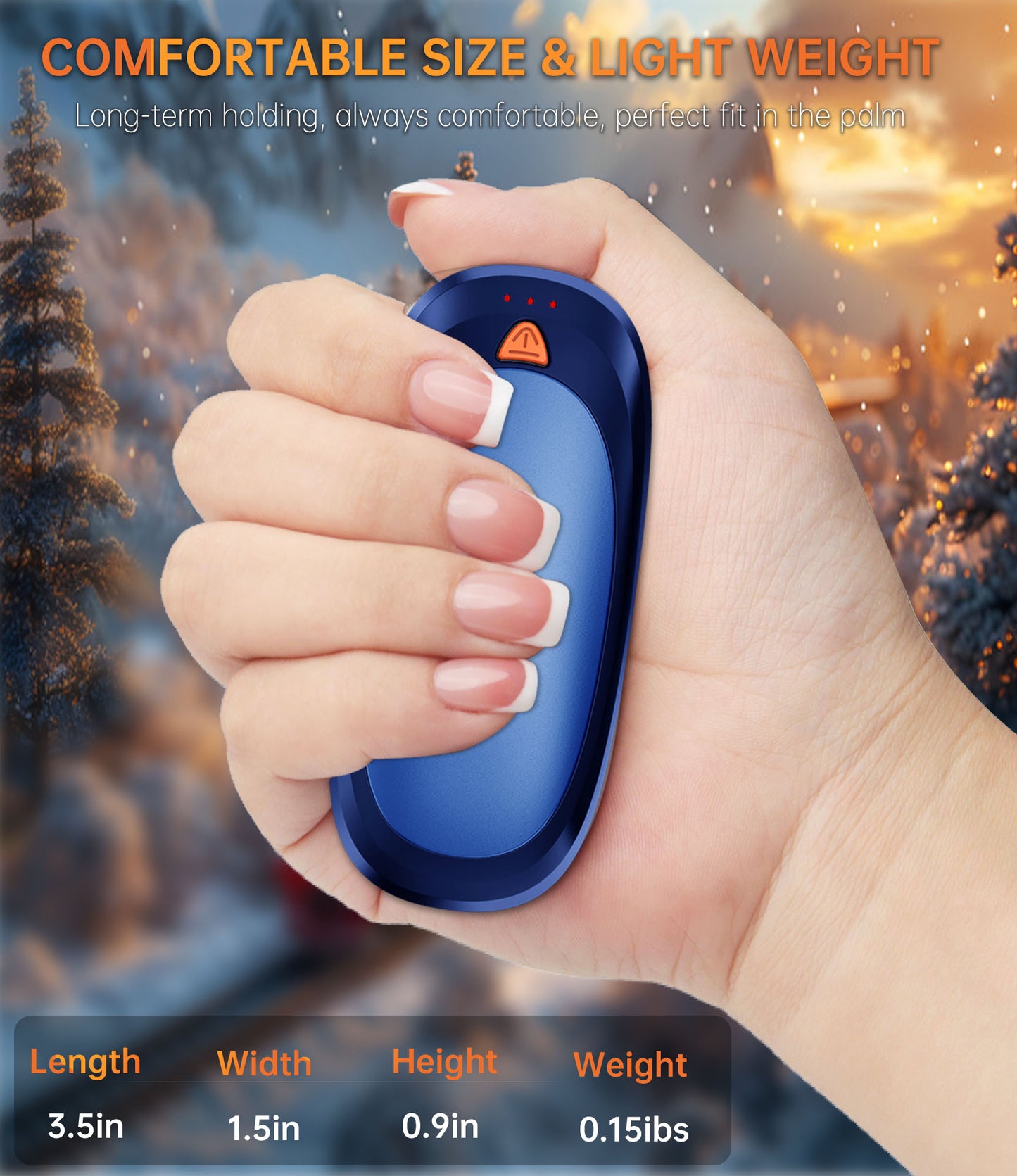 Tydse Hand Warmers Rechargeable with 10000mAh Charging Case, 2000mAh Portable Hand Warmers 2 Pack, Reusable Electric Pocket Heater for Hunting, Camping Gear, Outdoors, Gifts for Christmas - Blue