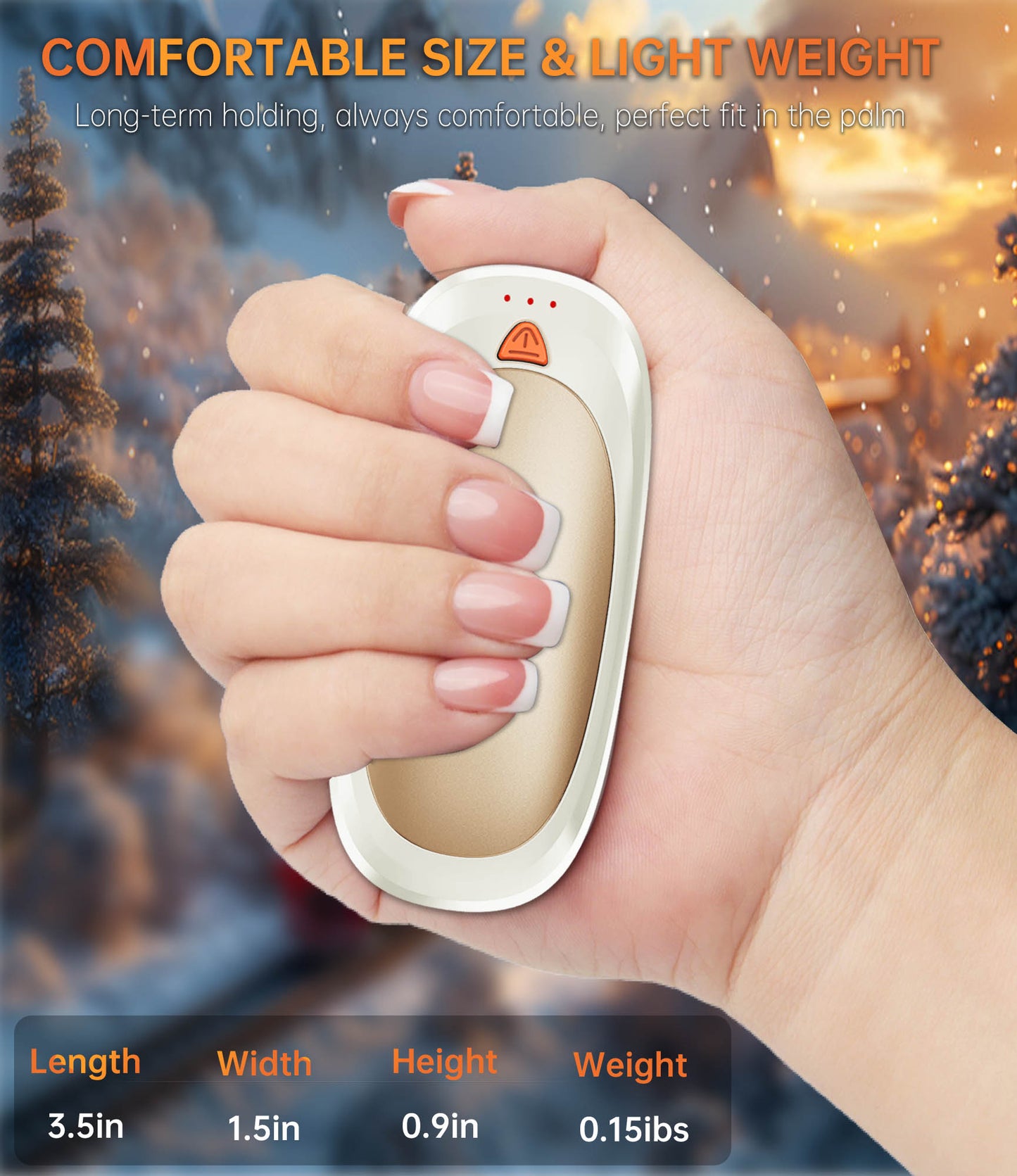 Tydse Hand Warmers Rechargeable with 10000mAh Charging Case, 2000mAh Portable Hand Warmers 2 Pack, Reusable Electric Pocket Heater for Hunting, Camping Gear, Outdoors, Gifts for Christmas - Beige