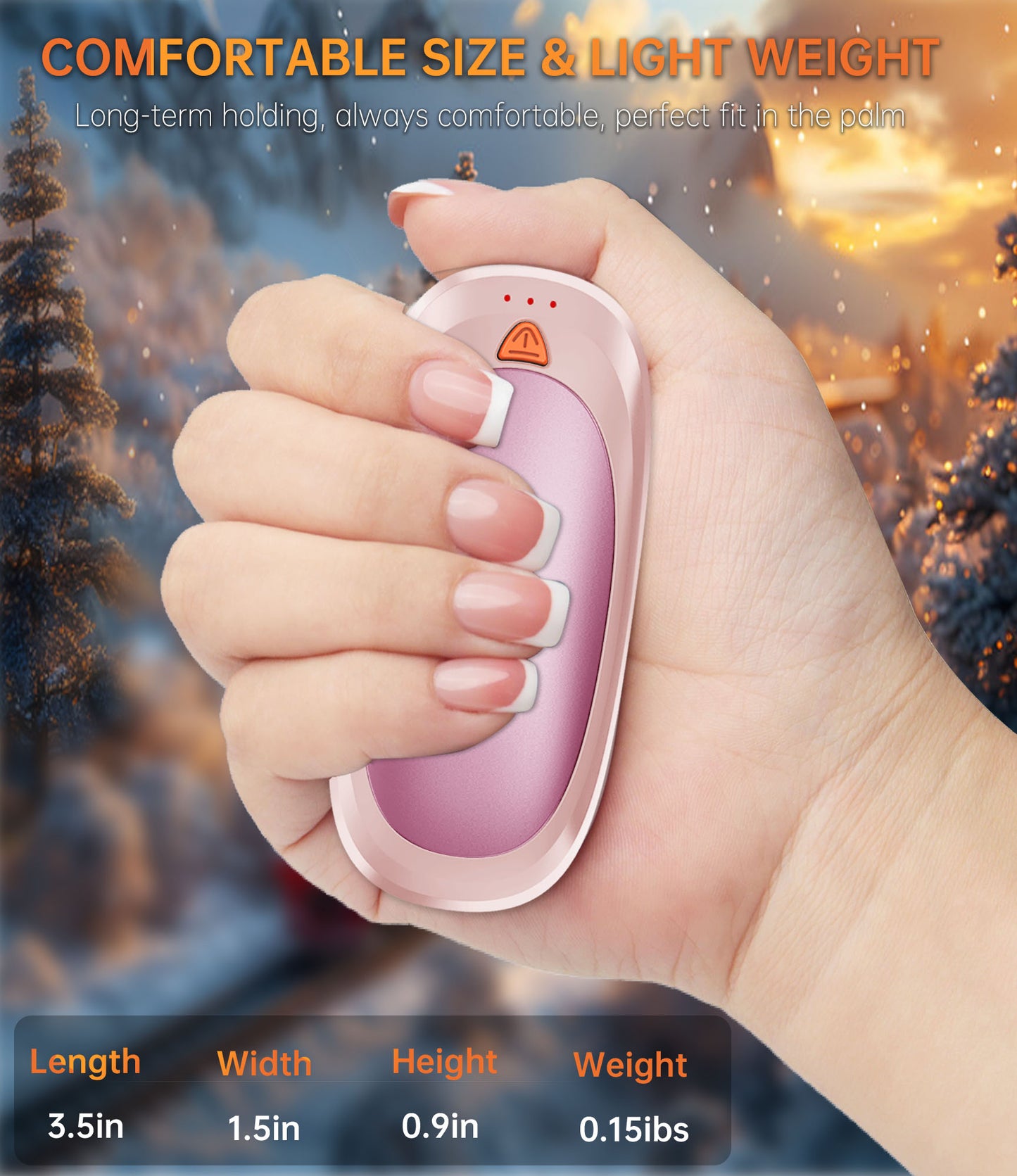 Tydse Hand Warmers Rechargeable with 10000mAh Charging Case, 2000mAh Portable Hand Warmers 2 Pack, Reusable Electric Pocket Heater for Hunting, Camping Gear, Outdoors, Gifts for Christmas - Pink